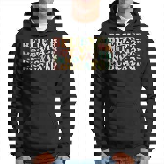 Funny Believer Motivator Innovator Educator Retro Teacher Hoodie - Thegiftio