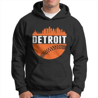 Funny Classic Detroit Skyline Baseball Hoodie - Thegiftio UK