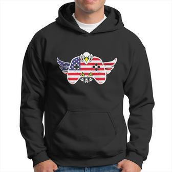 Funny Gamer 4Th Of July Men Boys Button Up Video Game Eagle Hoodie - Thegiftio UK