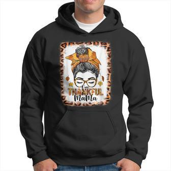 Funny Messy Bun One Thankful Mama Fall Autumn Thanksgiving V3 Hoodie - Seseable