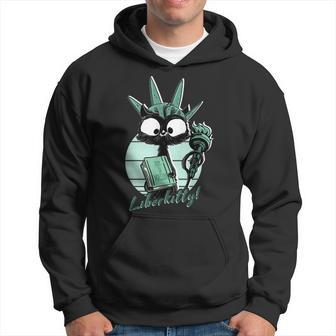 Funny Statue Of Liberty Cat | Liberkitty 4Th July Black Cat Hoodie - Seseable