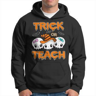 Funny Trick Or Teach Cute Skulls Halloween Teacher 2022 Men Hoodie Graphic Print Hooded Sweatshirt - Thegiftio UK