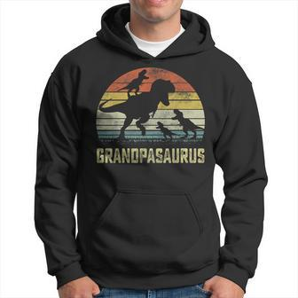 Grandpa Saurus T Rex Dinosaur Grandpa 3 Kids Family Matching Hoodie - Thegiftio UK