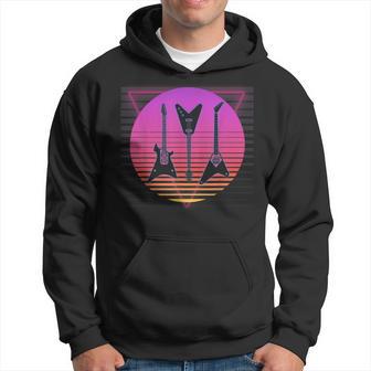 Guitar Music Band Rock Retro Vaporwave Vintage 80S 90S Hoodie - Thegiftio UK