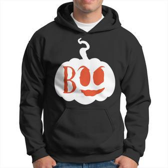 Halloween Boo - Pumpkin Orange And White Men Hoodie Graphic Print Hooded Sweatshirt - Seseable