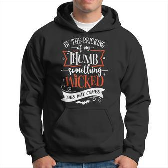 Halloween By The Pricking Of My Thumb - Orange And White Men Hoodie Graphic Print Hooded Sweatshirt - Seseable