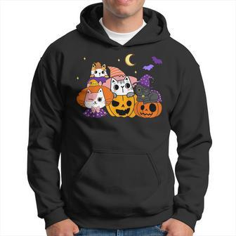 Halloween Cats Anime Cat Kawaii Neko Pumpkin Cat Lover Witch V6 Men Hoodie Graphic Print Hooded Sweatshirt - Thegiftio UK
