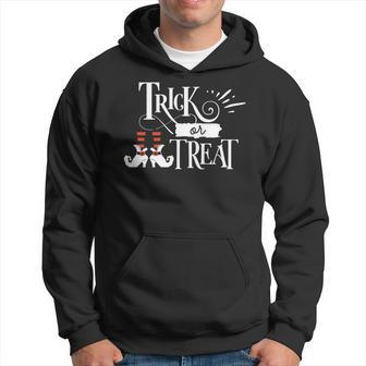 Halloween Funny Trick Or Treat Orange And White Men Hoodie Graphic Print Hooded Sweatshirt - Seseable
