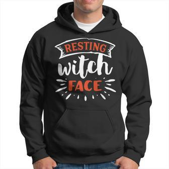 Halloween Resting Witch Face Orange And White Men Hoodie Graphic Print Hooded Sweatshirt - Seseable