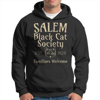 Halloween Salem Black Cat Society Familiars Welcome Hoodie - Seseable