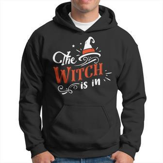 Halloween The Witch Is In Orange And White Men Hoodie Graphic Print Hooded Sweatshirt - Seseable