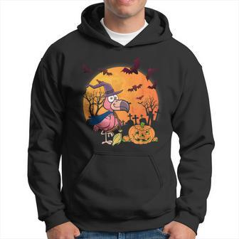 Happy Halloween Funny Flamingo Witch Pumpkin Gifts Women Men Hoodie Graphic Print Hooded Sweatshirt - Thegiftio UK