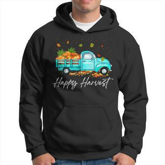 Happy Harvest Fall Season Pumpkin Truck Thanksgiving Vintage Men Hoodie - Thegiftio UK