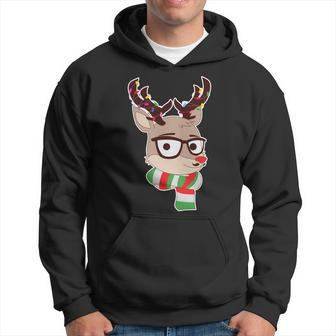 Hipster Red Nose Reindeer Christmas Lights Men Hoodie - Thegiftio UK