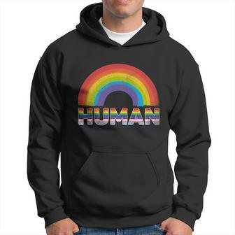 Human Pride Rainbow Lgbt Flag Gay Pride Month Proud Lgbtq Hoodie - Thegiftio UK