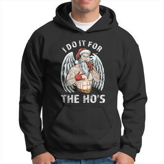 I Do It For The Hos Funny Inappropriate Christmas Men Santa Hoodie - Thegiftio UK