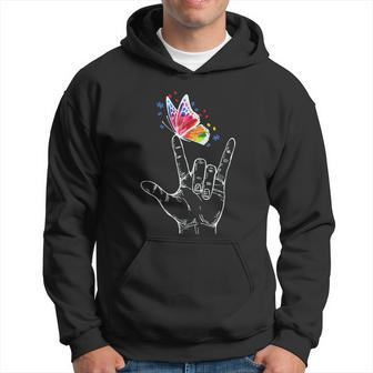 I Love You Hand Sign Language Butterfly Autism Awareness Graphic Design Printed Casual Daily Basic Men Hoodie - Thegiftio UK