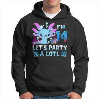 Im 14 Lets Party A Lotl 14Th Birthday Cute Axolotl Lovers Men Hoodie Graphic Print Hooded Sweatshirt - Thegiftio UK