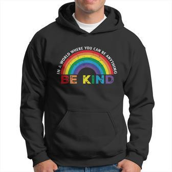 In A World Where You Can Be Anything Be Kind Gay Pride Lgbt Graphic Design Printed Casual Daily Basic Hoodie - Thegiftio UK