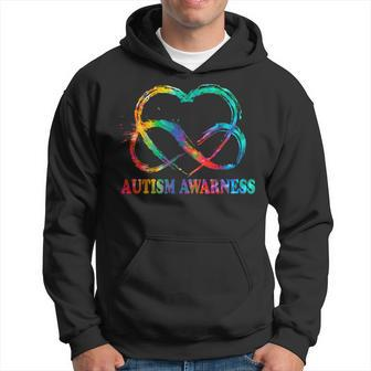 Infinity Heart Love Autism Awareness Needs No Words Tie Dye V2 Men Hoodie Graphic Print Hooded Sweatshirt - Thegiftio UK