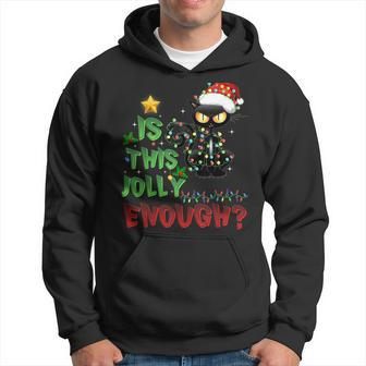 Is This Jolly Enough Black Cat Merry Christmas Cat Halloween Hoodie - Seseable