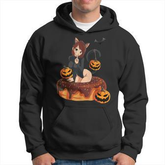Kawaii Anime Halloween Black Cat | Sexy Anime Girl In Donut Hoodie - Seseable