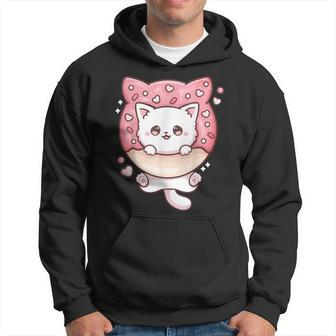 Kawaii Cat Donut Anime Lover Otaku Men Hoodie Graphic Print Hooded Sweatshirt - Thegiftio UK