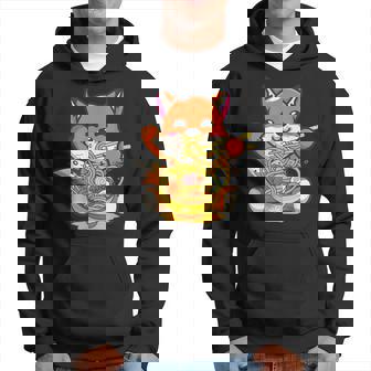 Kawaii Fox Ramen Cute Japanese Manga Anime Gift Fox Lovers Men Hoodie Graphic Print Hooded Sweatshirt - Thegiftio