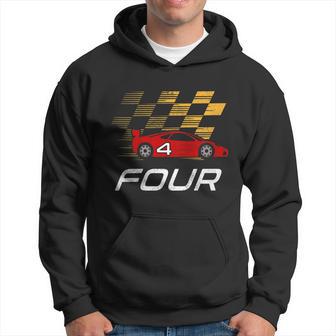 Kids 4Th Birthday Race Car I Funny Four Years Old Boys Hoodie - Thegiftio UK