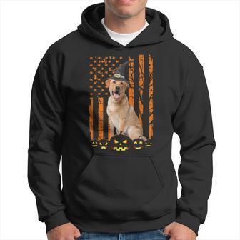 Labrador Retriever Dog Pumpkin American Flag Witch Halloween Men Hoodie - Thegiftio UK