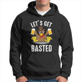 Lets Get Basted Funny Thanksgiving Basted Thanksgiving Turkey Hoodie - Thegiftio UK