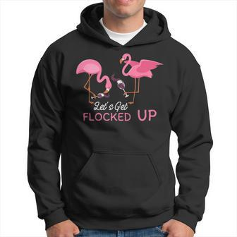 Lets Get Flocked Up Funny Flamingo Wine Drinking Product Men Hoodie - Thegiftio UK