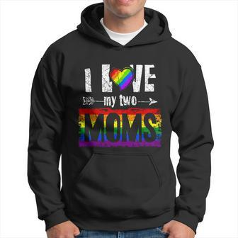 Lgbt Pride I Love My Two Moms Lesbian Pride Month Graphic Design Printed Casual Daily Basic Hoodie - Thegiftio UK