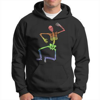 Lgbtq Stuff For Halloween Rainbow Flag Dancing Skeleton Hoodie - Seseable
