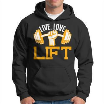 Live Love Life Barbel Workout Fit Exercise Diet Muscle Gym Hoodie - Thegiftio UK