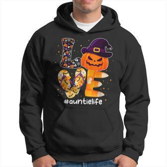 Love Auntie Life Punpkin Autumn Fall Halloween Costume Men Hoodie Graphic Print Hooded Sweatshirt - Thegiftio UK