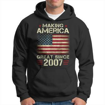 Making America Great Since 2007 Vintage 15Th Birthday Men Hoodie - Thegiftio UK