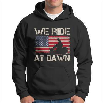 Mens Fathers Day We Ride At Dawn Mens Lawnmower Usa Flag Mowing Hoodie - Thegiftio UK