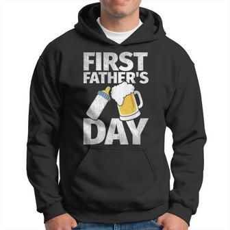 Mens First Fathers Day Gifts T Beer Baby Bottle Dad Daddy Men Hoodie - Thegiftio UK