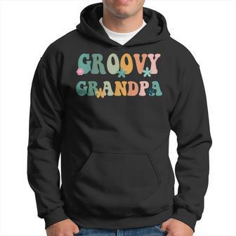 Mens Groovy Grandpa Retro Matching Family Baby Shower Hoodie - Thegiftio UK