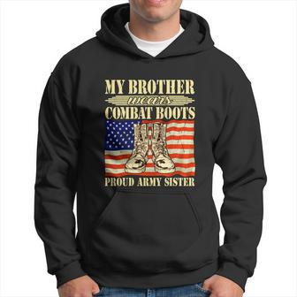 My Brother Wears Combat Boots Military Proud Army Sister Gift Graphic Design Printed Casual Daily Basic Men Hoodie - Thegiftio UK