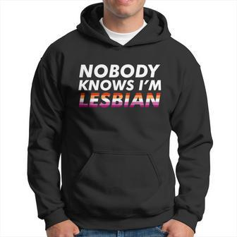 Nobody Knows Im Lesbian Pride Gender Lgbt Men Hoodie - Thegiftio UK