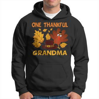 One Thankful Grandma Autumn Fall Turkey Thanksgiving Hoodie - Thegiftio UK