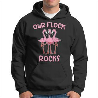Our Flock Rocks Flamingo Matching Family Vacation Group Men Hoodie - Thegiftio UK