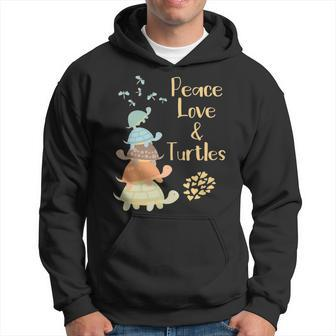 Peace Love And Turtles Gift Ideas Whimsical Turtle Gifts Men Hoodie - Thegiftio UK