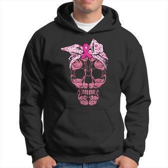 Pink Flamingo Skull Breast Cancer Awareness Halloween Women V4 Men Hoodie - Thegiftio UK
