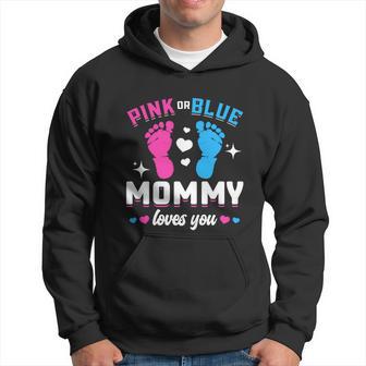 Pink Or Blue Mommy Loves You Gender Reveal Baby Gift Hoodie - Monsterry