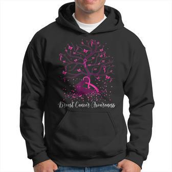 Pink Ribbon Tree Cancer Tree Breast Cancer Fighter Pc Men Hoodie Graphic Print Hooded Sweatshirt - Thegiftio UK