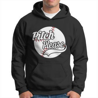 Pitch Please Funny Baseball Sayings Baseball Puns Pitcher Puns Hoodie - Thegiftio UK