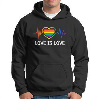 Pride Month Lgbt Gay Pride Heartbeat Lesbian Gays Men Hoodie - Thegiftio UK